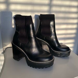 Black Chunky Heel Ankle Boots